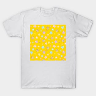 yellow background with colorful stars pattern T-Shirt